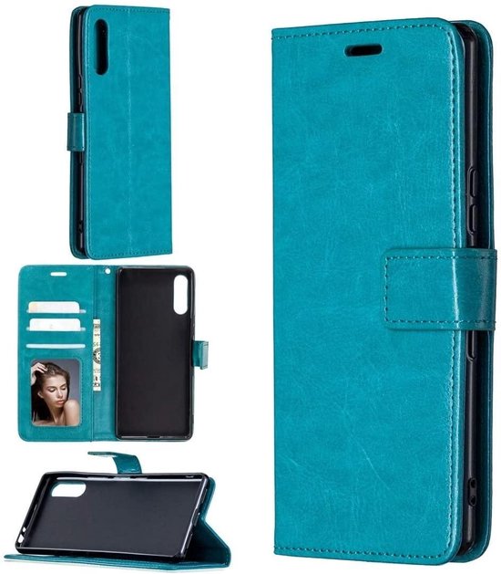 Huawei P Smart S Hoesjes – Bookcase – Magneetsluiting – Standfunctie – Turquoise-Ilumina Benelux