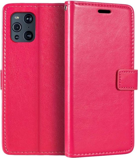 Oppo Find X3 Pro Hoesjes – Bookcase Portemonnee Hoes – Pasjeshouder – 3x Screenprotector – Roze-Ilumina Benelux