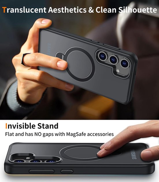 Samsung Galaxy S24 Plus Hoesjes – MagSafe Backcover – Magnetische Ring – Draadloos Opladen – Zwart-Ilumina Benelux