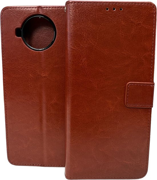 Nokia 8.3 Hoesjes – Portemonnee Book Case – Magneetsluiting – 2x Gehard Glas Screenprotector – Bruin-Ilumina Benelux