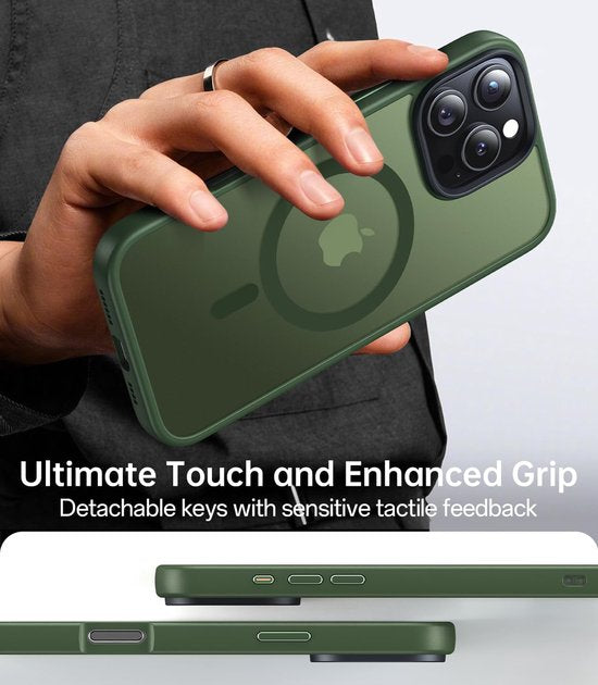 iPhone 14 Plus Hoesjes – MagSafe Backcover – Magnetische Ring – Groen-Ilumina Benelux