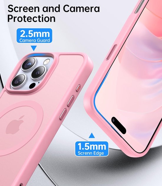 iPhone 14 Pro Hoesjes – MagSafe Backcover – Magnetische Ring – Roze-Ilumina Benelux