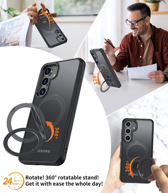 Samsung Galaxy S24 Ultra Hoesjes – Backcover met MagSafe Magneet – Draadloos Opladen – Beschermhoes met Magnetische Ring – Zwart-Ilumina Benelux