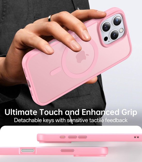 iPhone 13 Mini Hoesjes – Matte Backcover met Camera Lens Protector – 2x Screenprotector – MagSafe Compatibel – Roze-Ilumina Benelux