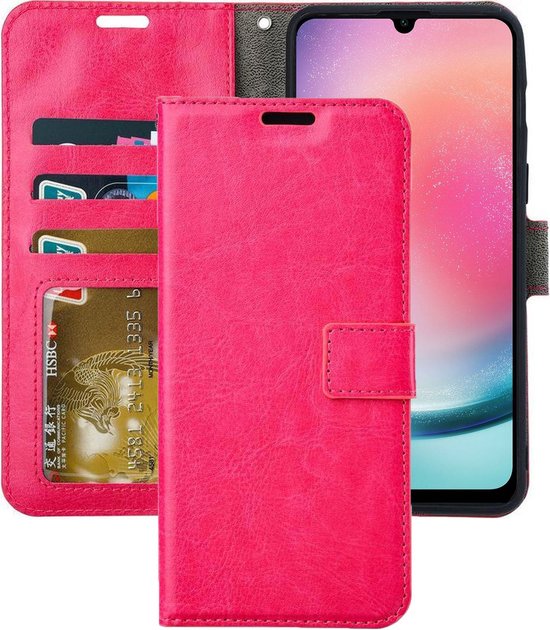 Samsung Galaxy A14 Hoesjes – Portemonnee Hoes – 2 Pack Screenprotector – Magneetsluiting – Roze-Ilumina Benelux