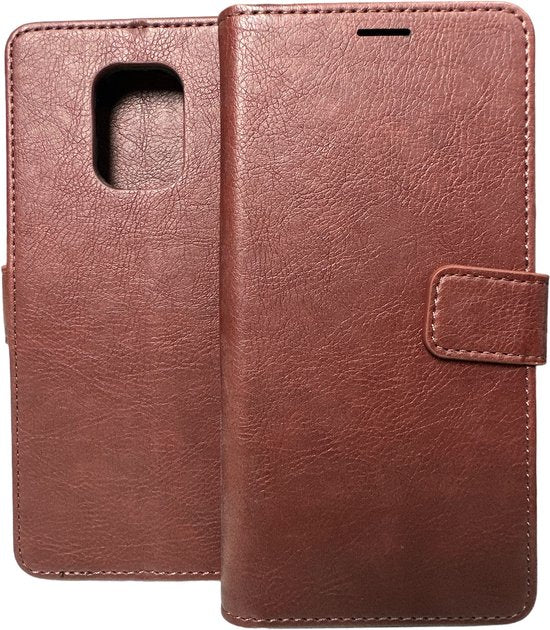Xiaomi Redmi Note 10 Lite Hoesjes – Portemonnee Book Case – Magneetsluiting – 2x Gehard Glas Screenprotector – Bruin-Ilumina Benelux