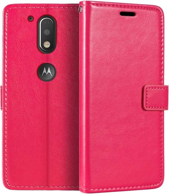 Motorola Moto G4 / G4 Plus Hoesjes – Portemonnee Book Case – Pasjeshouder – Magneetsluiting – Roze-Ilumina Benelux