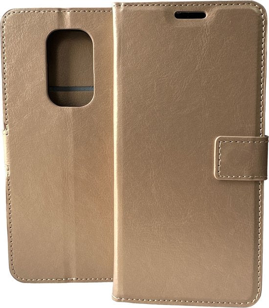 Motorola Moto G9 Play & E7 Plus Hoesjes – Portemonnee Book Case – Pasjeshouder – Magneetsluiting – Goud-Ilumina Benelux