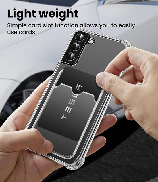 Samsung Galaxy S23 Ultra Hoesjes – Transparante Backcover – Schokbestendig – Pasjeshouder-Ilumina Benelux