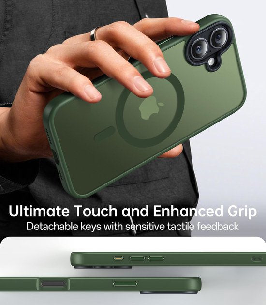 iPhone 16 Hoesjes – MagSafe Backcover – Magnetische Ring – Groen-Ilumina Benelux