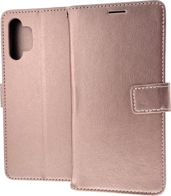 Samsung Galaxy A32 4G Hoesjes – Portemonnee Hoes – 2 Pack Screenprotector – Pasjeshouder – Roségoud-Ilumina Benelux