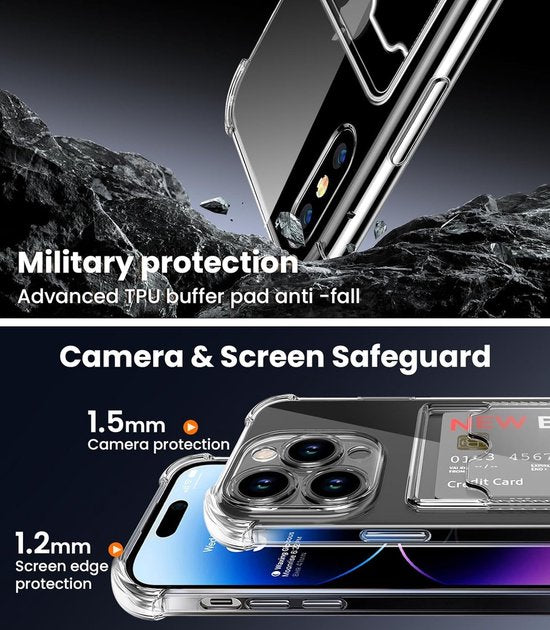 iPhone 14 Pro Max Hoesjes – TPU Backcover – Schokbestendig – Pasjeshouder – Transparant-Ilumina Benelux