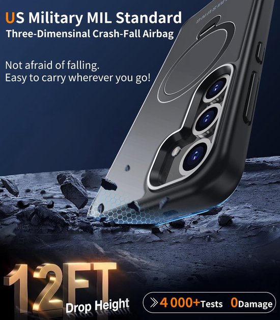 Samsung Galaxy S24 Hoesjes – Backcover met MagSafe – Magnetische Ring – Draadloos Opladen – Zwart-Ilumina Benelux