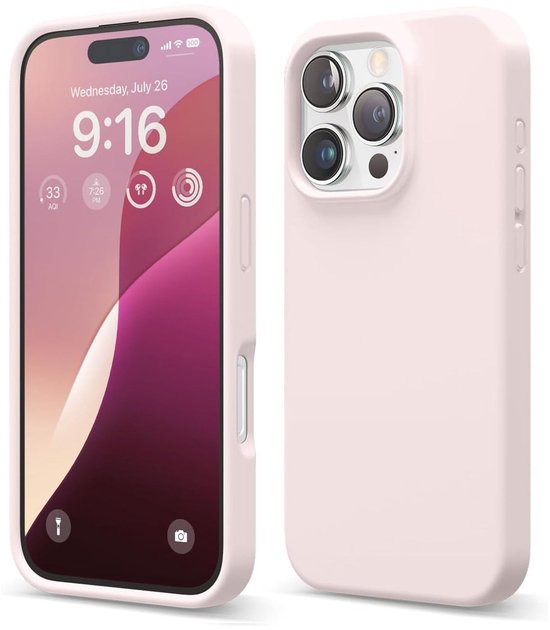 iPhone 16 Pro Max Hoesjes – Soft Silicone Backcover – Flexibel TPU Rubber – Lichtroze-Ilumina Benelux