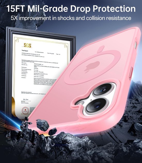 iPhone 16 Hoesjes – MagSafe Backcover – Magnetische Ring – Roze-Ilumina Benelux