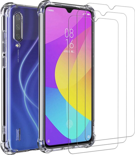 Xiaomi Mi 9T Hoesjes – Siliconen Backcover – Schokbestendig – Transparant – 2x Screenprotector Gehard Glas-Ilumina Benelux