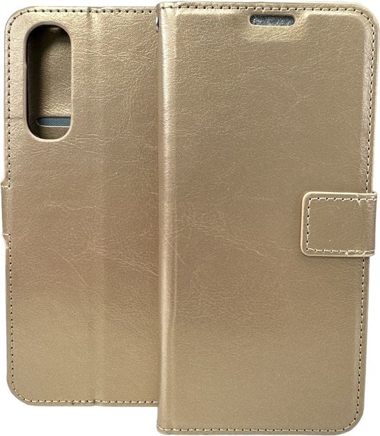 Oppo Find X2 Neo Hoesjes – Portemonnee Book Case – Pasjeshouder – Magneetsluiting – Goud-Ilumina Benelux