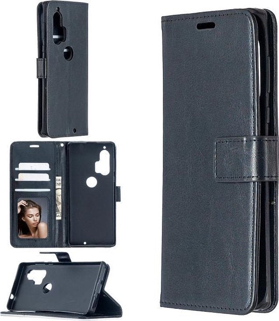 Motorola Edge Plus Hoesjes – Portemonnee Book Case – Pasjeshouder – Magneetsluiting – Zwart-Ilumina Benelux