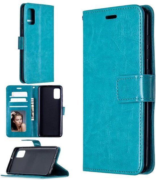Samsung Galaxy A42 4G Hoesjes – Portemonnee Book Case – Pasjeshouder – Magneetsluiting – Turquoise-Ilumina Benelux