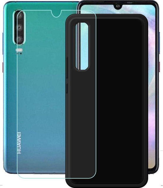 Huawei P30 Lite Hoesjes – TPU Siliconen Backcover – Soft Case – Inclusief 2x Gehard Glas Screenprotector – Zwart-Ilumina Benelux