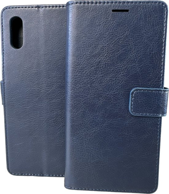Xiaomi Redmi 9A Hoesjes – Portemonnee Book Case – Pasjeshouder – 2x Gehard Glas Screenprotector – Blauw-Ilumina Benelux