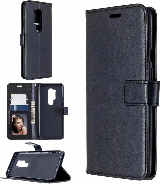 OnePlus 8 Pro Hoesjes – Portemonnee Book Case – Magneetsluiting – 2x Gehard Glas Screenprotector – Zwart-Ilumina Benelux