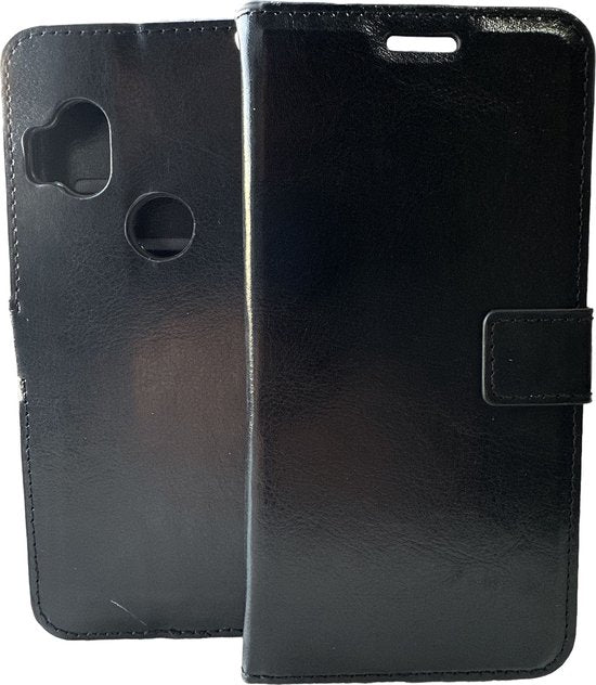 Motorola One Hyper Hoesjes – Portemonnee Book Case – Pasjeshouder – Magneetsluiting – Zwart + 2x Screenprotector-Ilumina Benelux