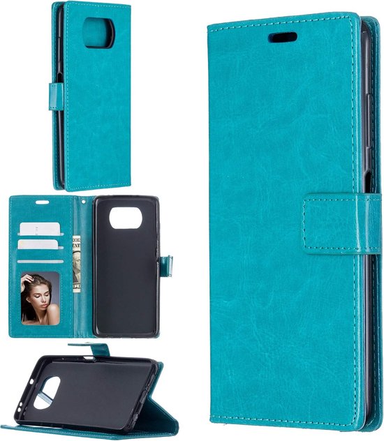 Xiaomi Poco X3/X3 Pro Hoesjes – Portemonnee Hoes – Pasjeshouder – Magneetsluiting – Turquoise-Ilumina Benelux