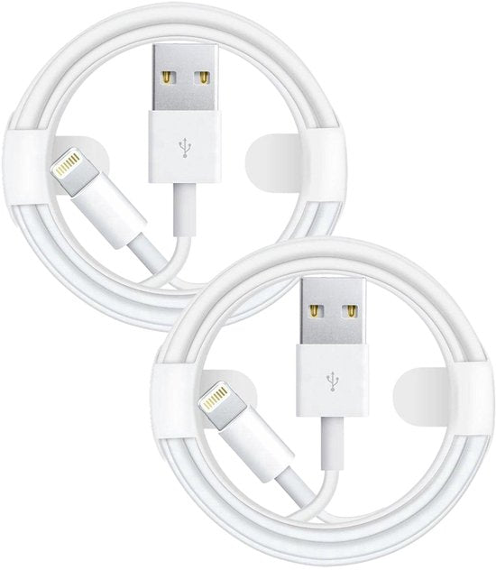 Lightning Oplaadkabel – Geschikt voor iPhone & iPad – USB-A – 1,5 Meter – 2-Pack – Wit-USB-Kabels-Ilumina Benelux