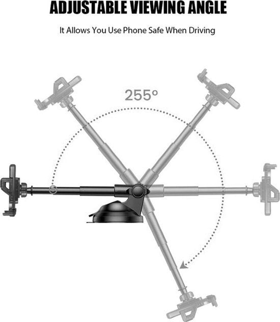 Telefoonhouder auto – Stevige zuignap – Voor raam of dashboard – Universeel GSM houder – Zwart-Ilumina Benelux