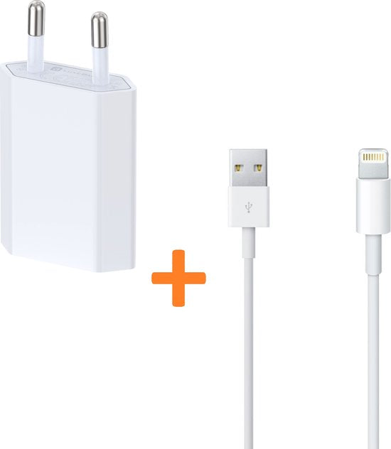 Oplader met Lightning Oplaadkabel – Geschikt voor iPhone 5/5C/5S/SE 2020/2022/7/8 – 1 Meter-Oplader-Ilumina Benelux