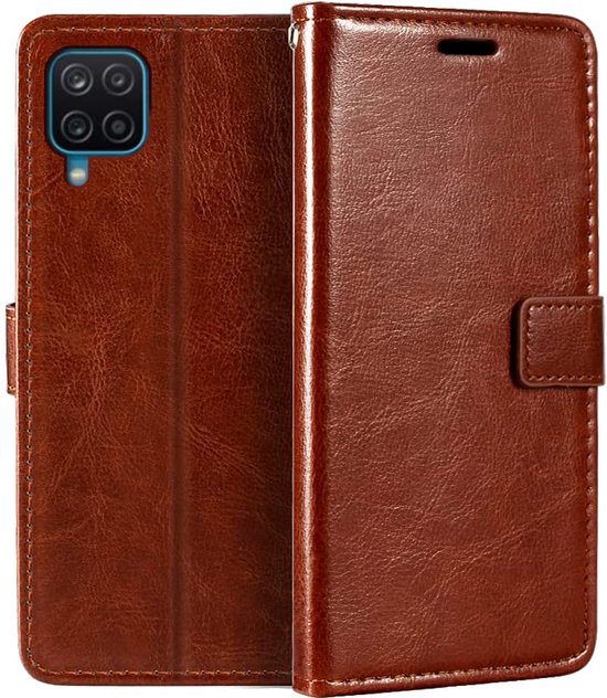Samsung Galaxy A22 4G Hoesjes – Portemonnee Bookcase – Pasjeshouder – 2x Gehard Glas Screenprotector – Bruin-Ilumina Benelux