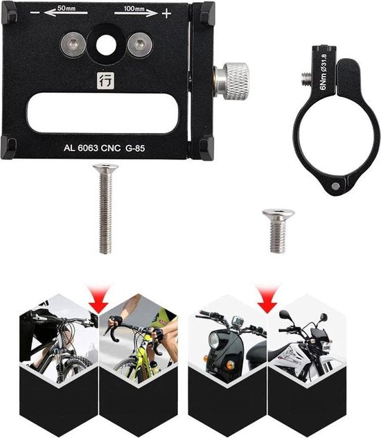 Telefoonhouder fiets – Aluminium stuurhouder – 360° draaibaar – Verstelbaar – Zwart-Ilumina Benelux