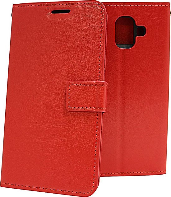 Samsung Galaxy A8 2018 Hoesjes – Portemonnee Hoes – Bookcase – Magneetsluiting – Rood-Ilumina Benelux