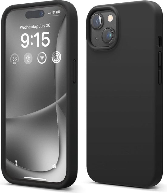 iPhone 15 Plus Hoesjes – Liquid Silicone Backcover – Flexibel TPU – Schokbestendig – Zwart-Ilumina Benelux