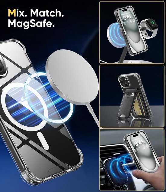 iPhone 15 Hoesjes – Magnetische MagSafe Backcover – Schokbestendig – Zwart-Ilumina Benelux