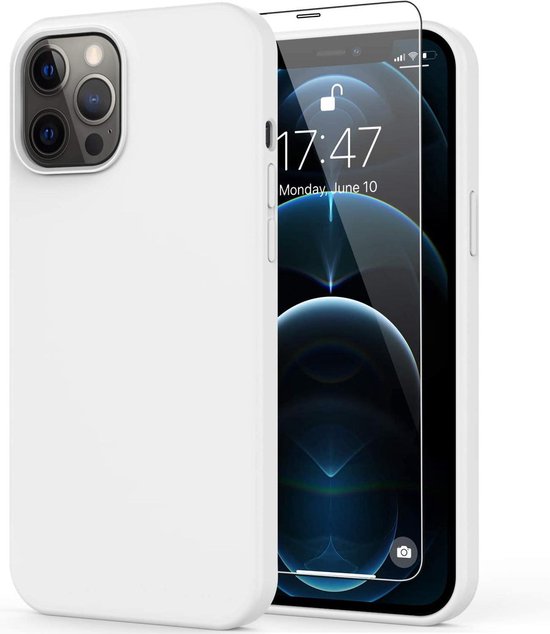 iPhone 11 Hoesjes – Soft Touch Liquid Silicone TPU Backcover – Flexibel – Inclusief Screenprotector – Wit-Ilumina Benelux