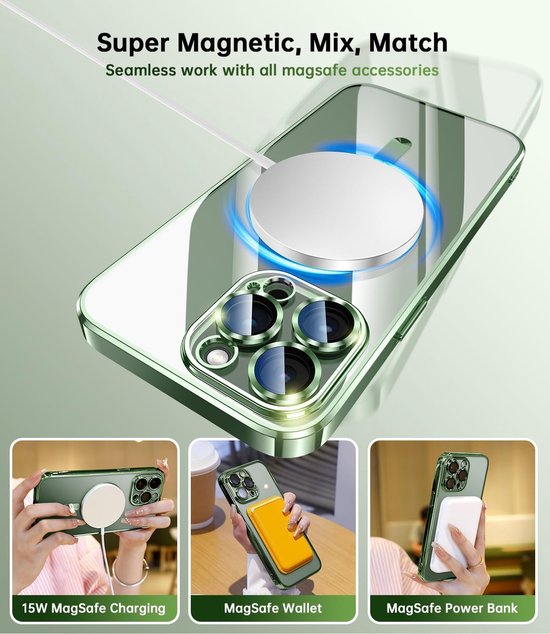 iPhone 12 Hoesjes – Backcover – Camera Lens Protector – MagSafe Compatibel – Groen-Ilumina Benelux