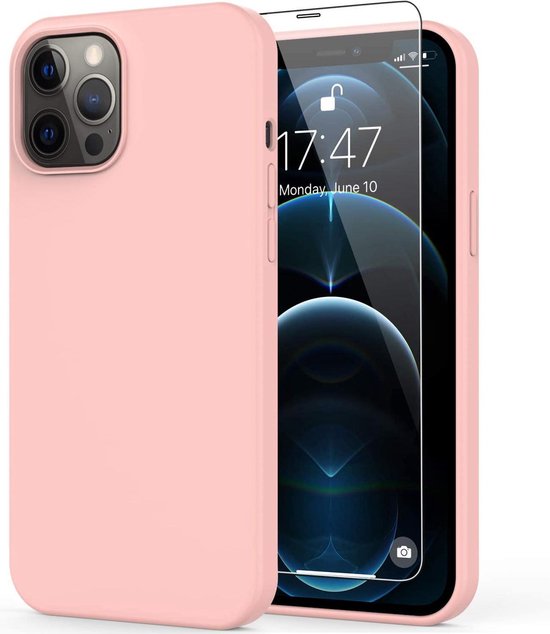 iPhone 11 Pro Max Hoesjes – Soft Touch Liquid Silicone Backcover – Flexibele TPU – Inclusief Screenprotector – Sand Pink-Ilumina Benelux