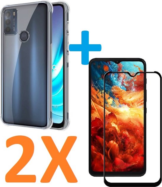 Motorola Moto G50 Hoesjes – Soft TPU Siliconen Backcover – Schokbestendig – Inclusief 2x Full Screenprotector – Transparant-Ilumina Benelux