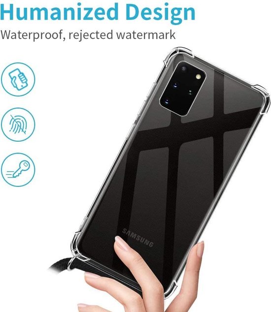 Samsung Galaxy S20 Plus Hoesjes – Backcover met Koord – Schokbestendig – Draagriem Schouder/Nek – Zwart-Ilumina Benelux