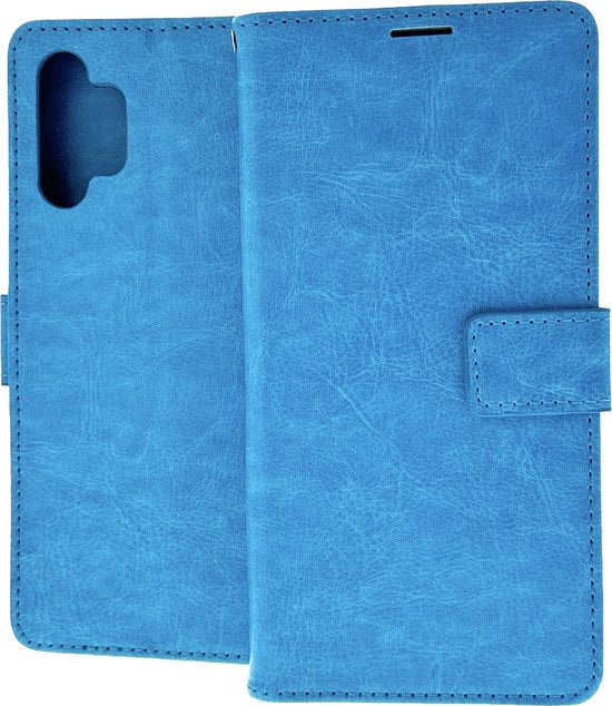 Bookcase Geschikt voor: Samsung Galaxy A13 5G / A04s - Turquoise - Portemonnee hoesje met 2x Glas Screen protector