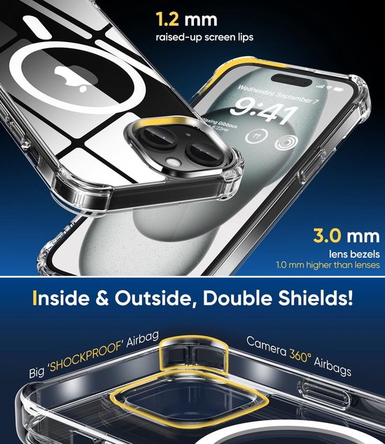 iPhone 15 Hoesjes – Magnetische MagSafe Backcover – Schokbestendig – Zwart-Ilumina Benelux