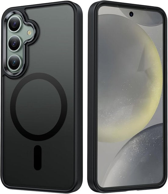 Matte magnetische hoes Geschikt voor: Samsung Galaxy S25 - Compatibel met MagSafe - + 2x Screenprotector - Matte achterkant - Zwart