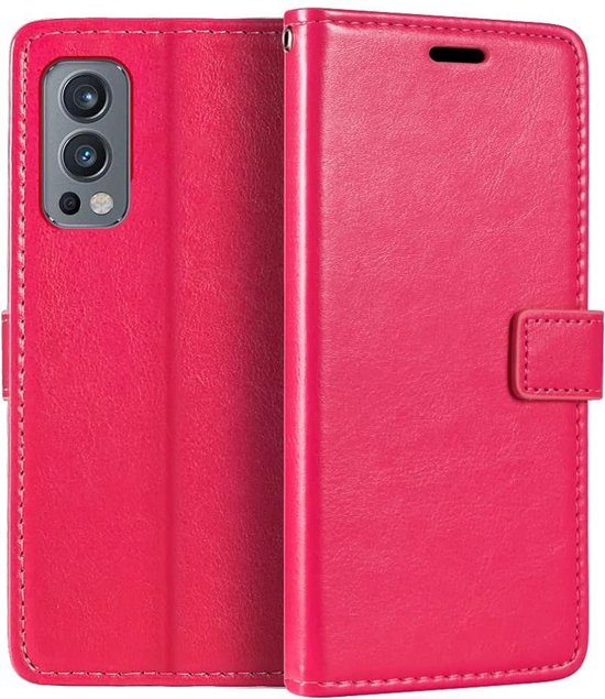 OnePlus Nord 2 5G Hoesjes – Portemonnee Hoes – Pasjeshouder – Magneetsluiting – Roze-Ilumina Benelux