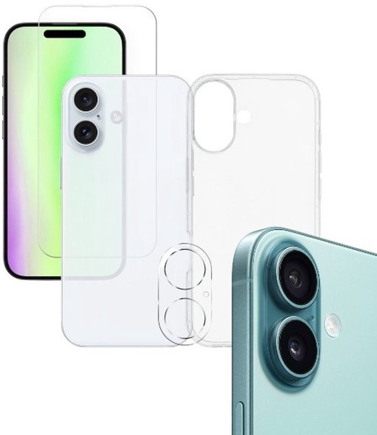iPhone 17 Hoesjes – Transparante Siliconen Backcover – Screenprotector Gehard Glas 3x – Camera Lens Protector 3x-Ilumina Benelux