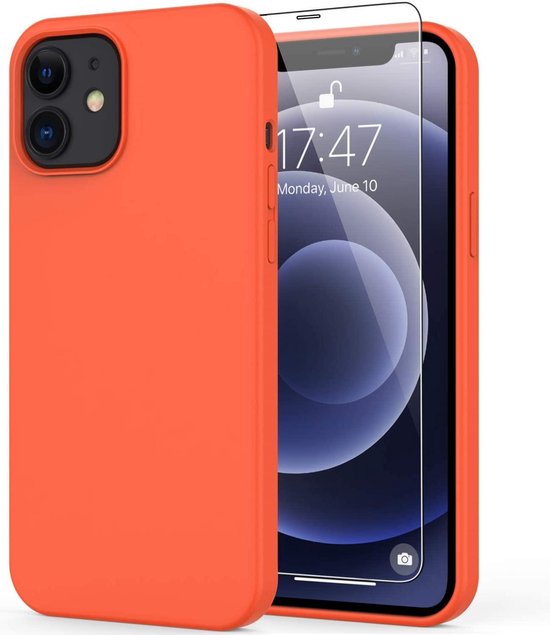 iPhone 11 Hoesjes – Soft Touch Liquid Silicone TPU Backcover – Flexibel – Incl. Screenprotector – Oranje-Ilumina Benelux