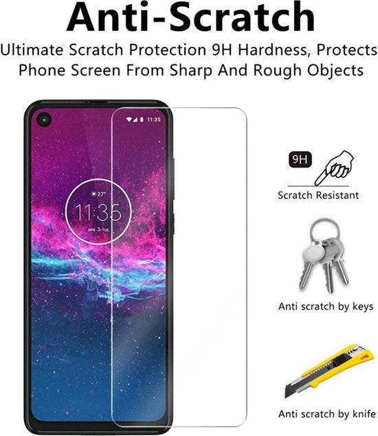 Screenprotector - Geschikt voor Motorola One Action - 9H Glas (1-Pack)