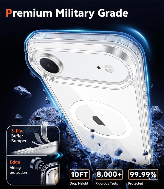 iPhone Air Hoesjes – Transparante Backcover – Schokbestendig – MagSafe Compatibel – Incl. 2x Gehard Glas Screenprotector-Ilumina Benelux