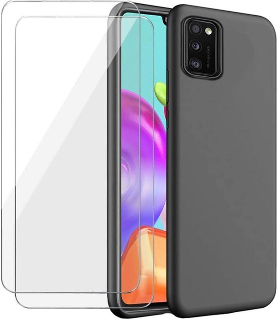 Samsung Galaxy A41 Hoesjes – TPU Siliconen Backcover – Inclusief 2x Gehard Glas Screenprotector – Transparant-Ilumina Benelux